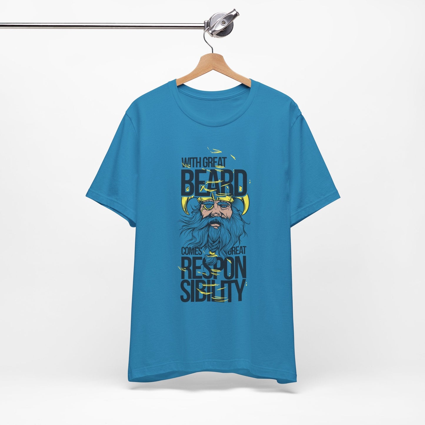 With Great Beard Comes Great Responsibility Tee Viking Beard Graphic Shirt A-2