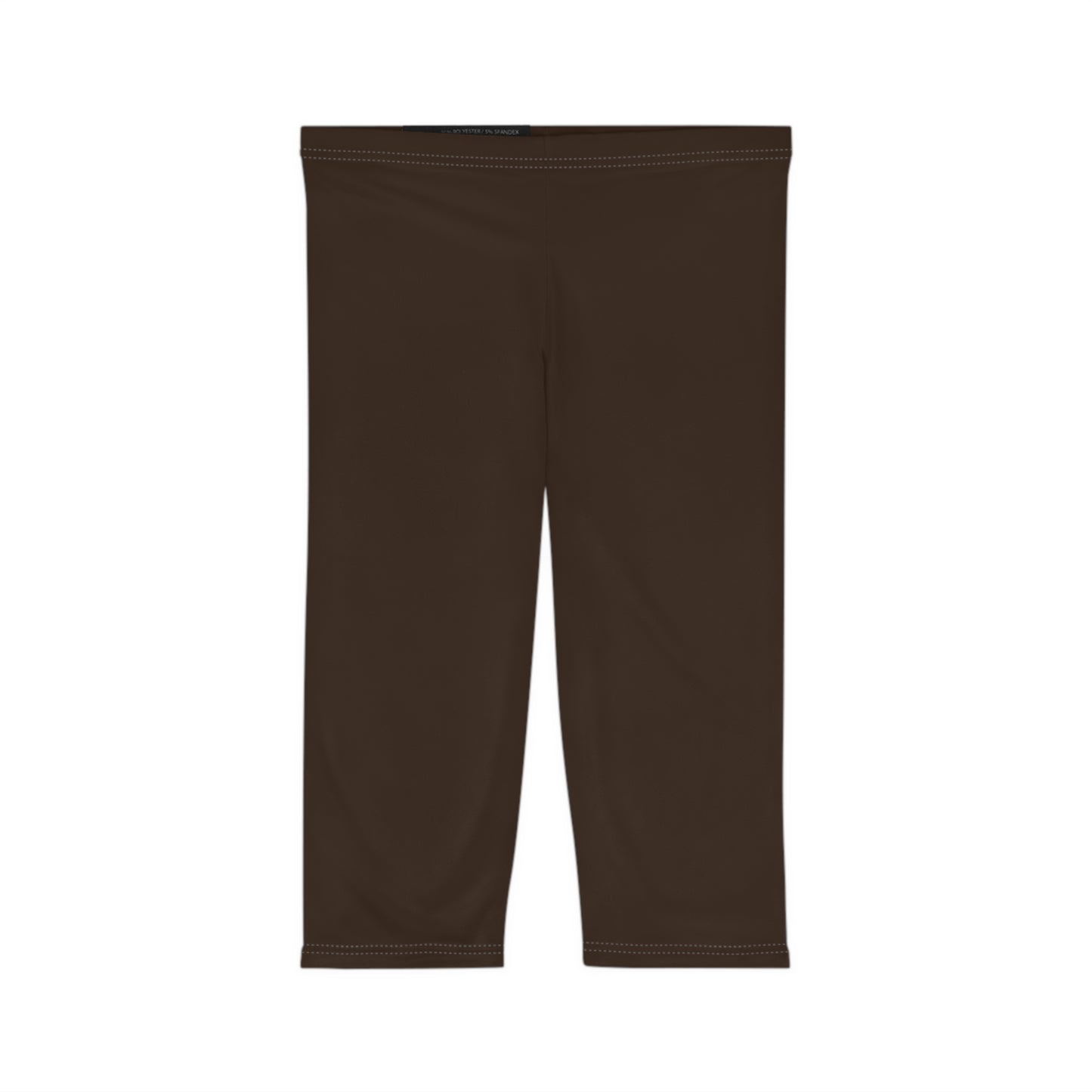 Dark Coffee Color Women's Brushed Suede Poly Span Casual Capri Leggings XS-2XL