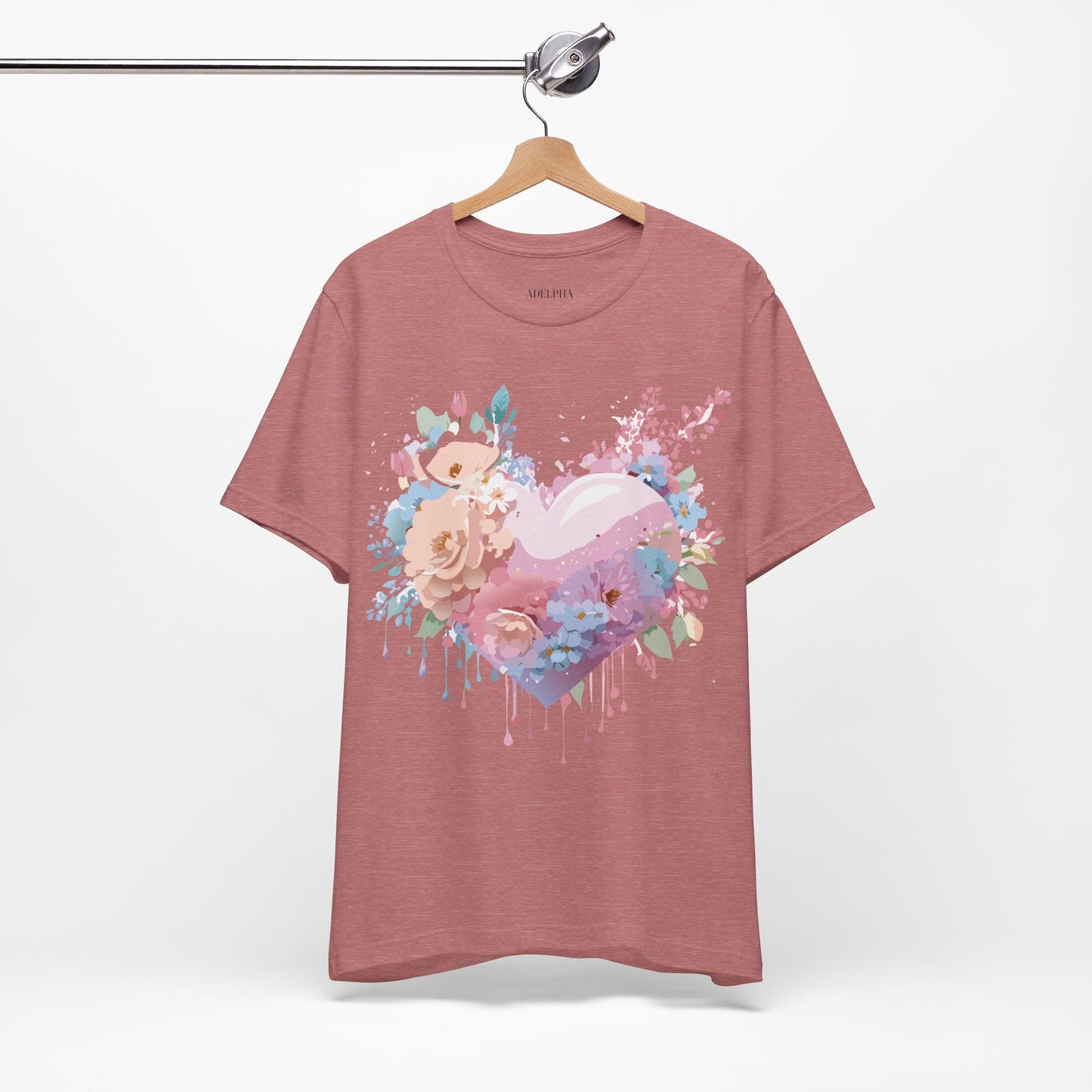 Valentine Day Graphic Unisex 100 Cotton Vintage Artwork with Love and Flower Design Tee 29