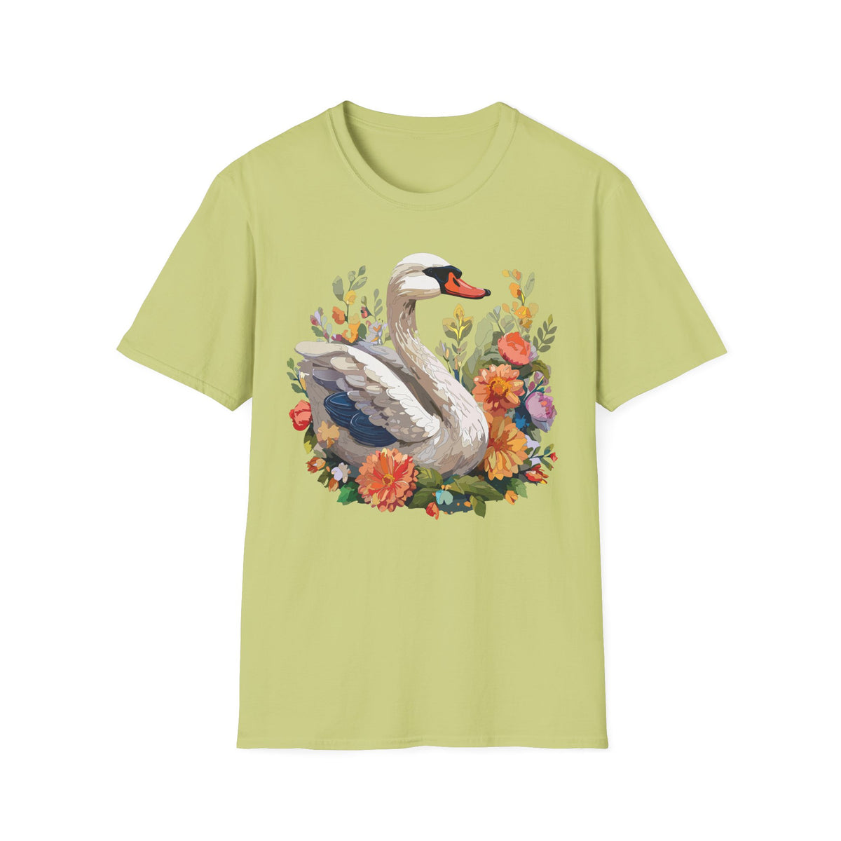 Swan Floral Illustration T-Shirt | Swans, Flowers, Botanical Art