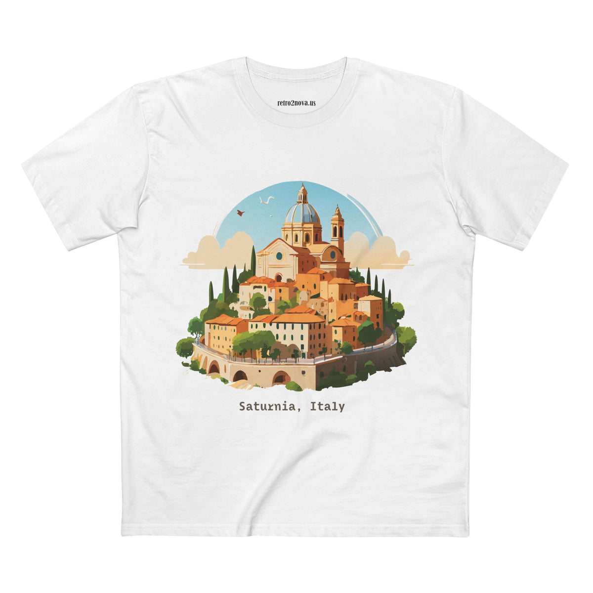 Saturnia Italy village illustration T-Shirt | Italian travel souvenir tee