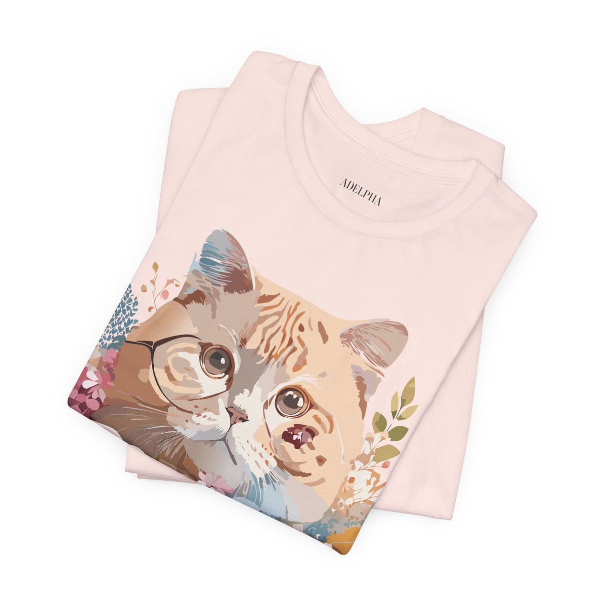 Cat Graphic Unisex Cotton Bella+Canvas Tee with Art Animal Design d05