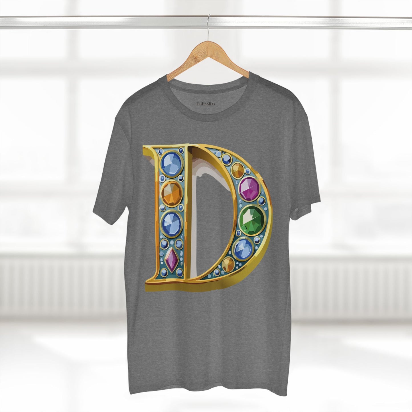 Letter D Graphic Design Tee Unisex 100 Cotton With Antique Gold Letters Artwork T-Shirt