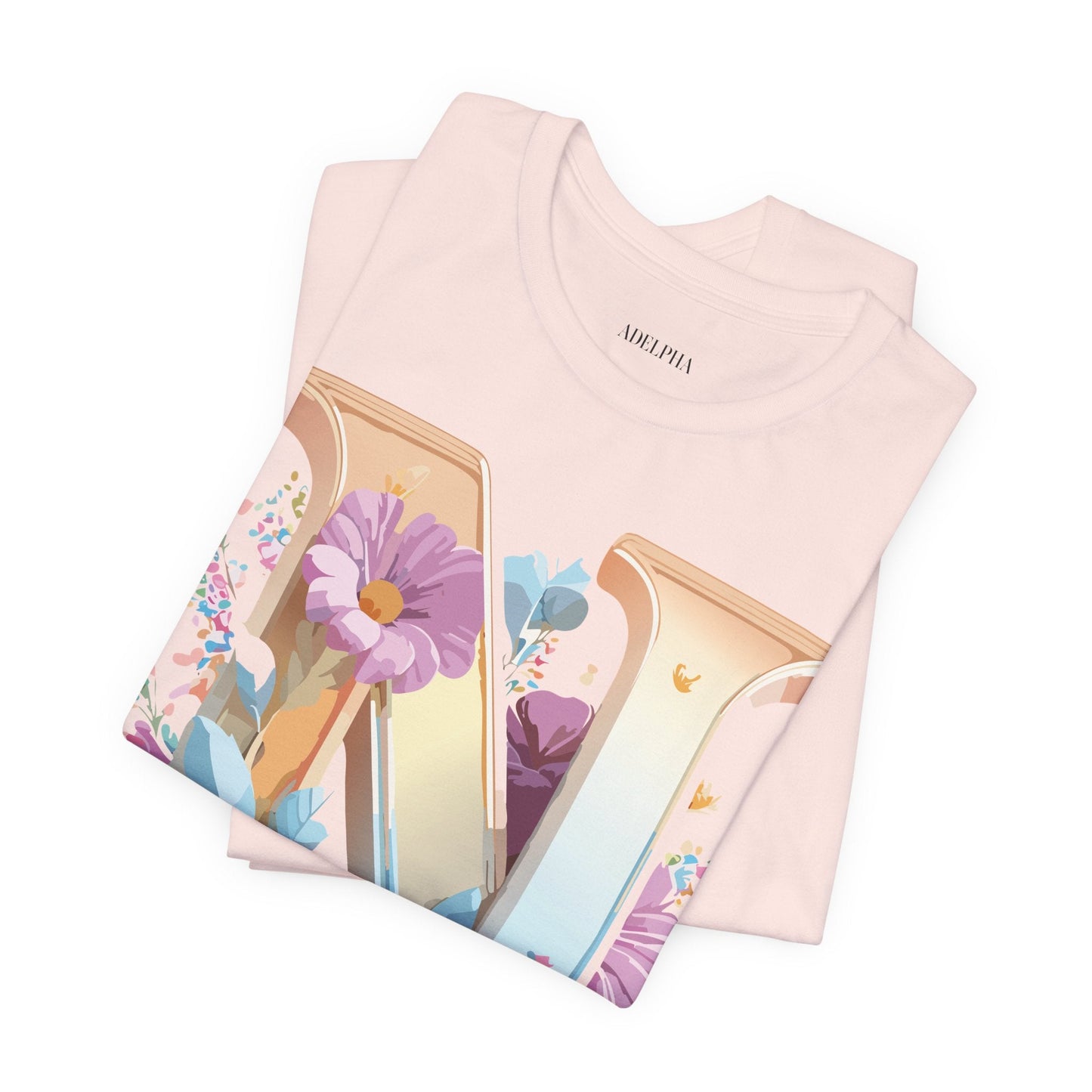 Letter N Shirt Graphic Tee Unisex Jersey Short Sleeve Vintage Style Adelpha Art Design