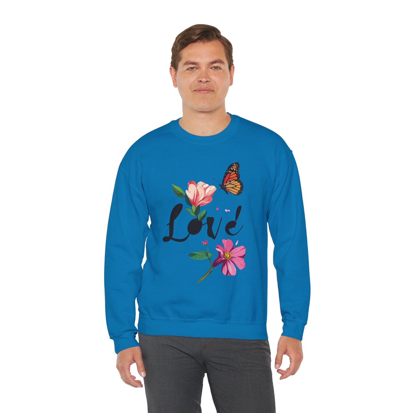 Floral Love Sweatshirt, Floral Butterfly Sweatshirt, Love Sweatshirt, Valentine's Day Sweatshirt, Floral Sweatshirt 120