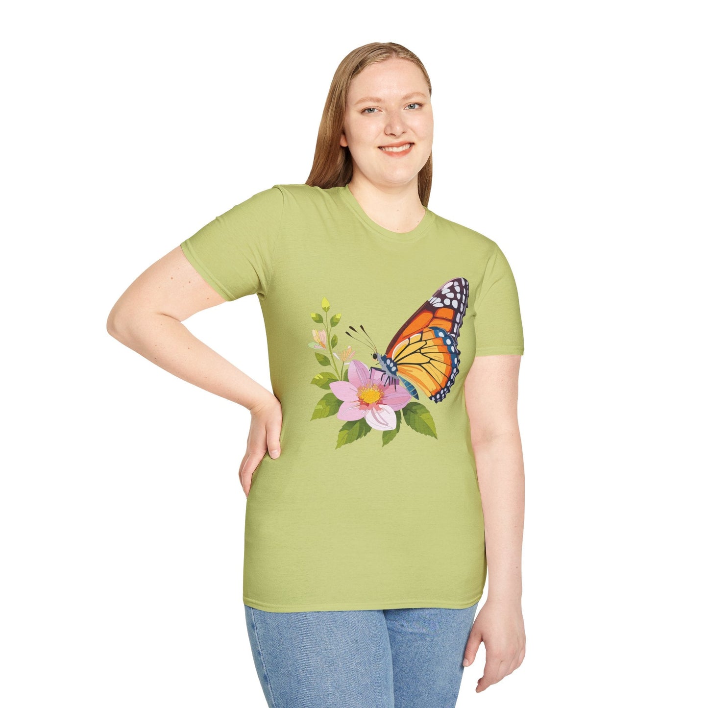 Butterfly T Shirt for Women and Men Monarch Print Softstyle Unisex Gildan 64000 Tee