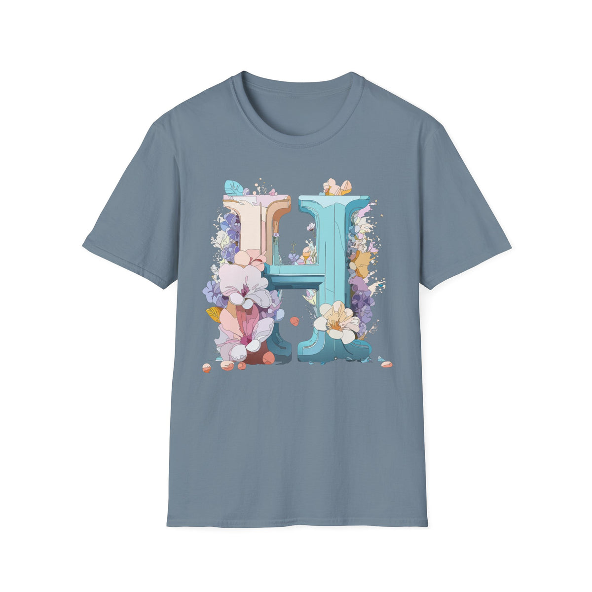 Floral H Monogram T-Shirt | Letter H Floral Initial Tee