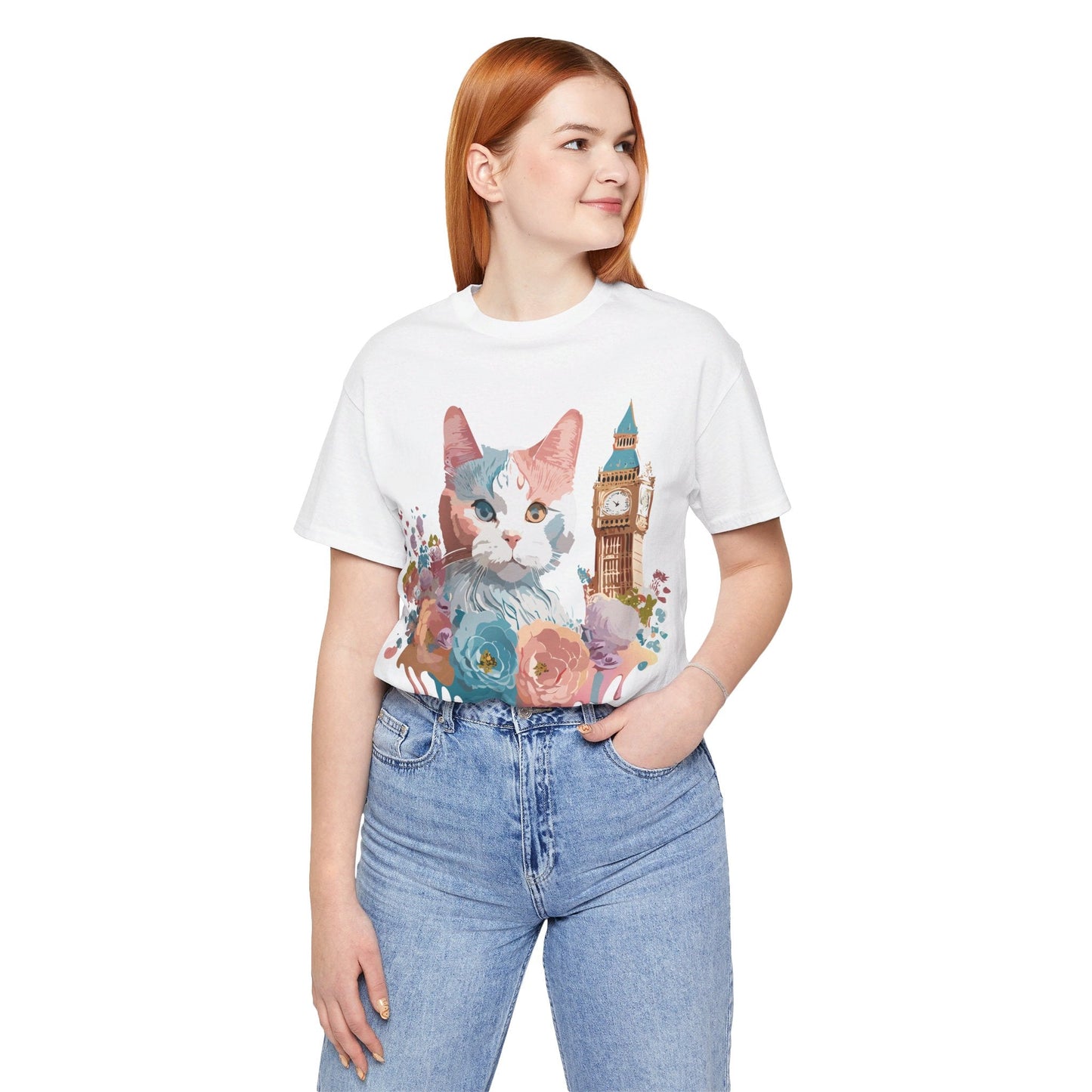 Unisex Cat Graphic Tee With Short Sleeve Vintage Inspired Art Adelpha