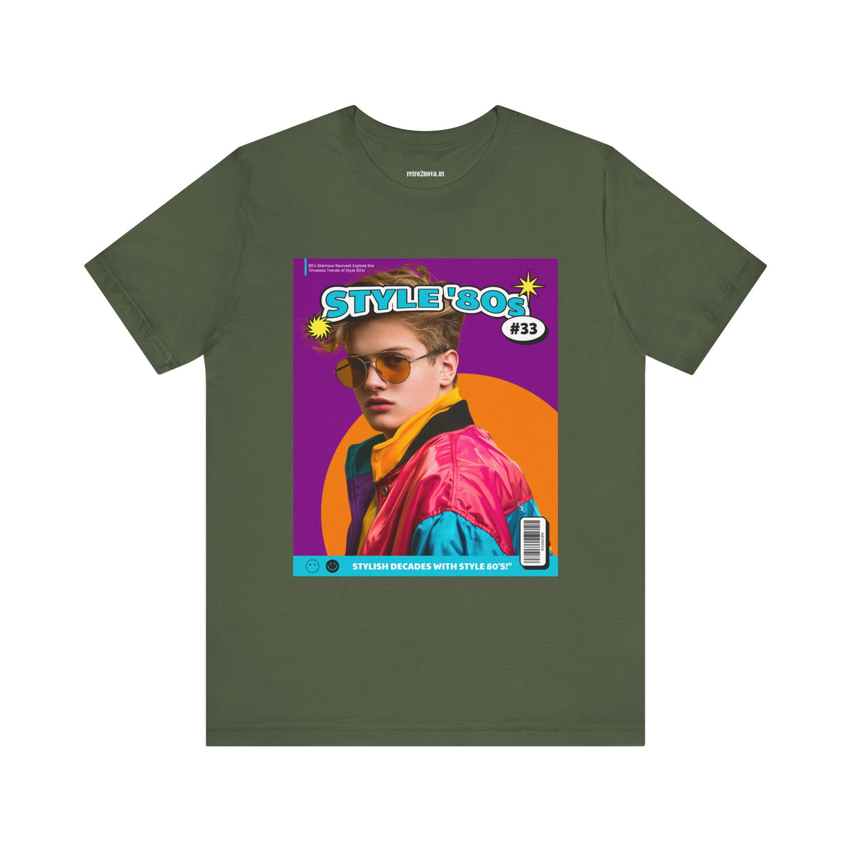 Magazine Cover Graphic Unisex Cotton Bella+Canvas Tee with Retro Poster Design ab112