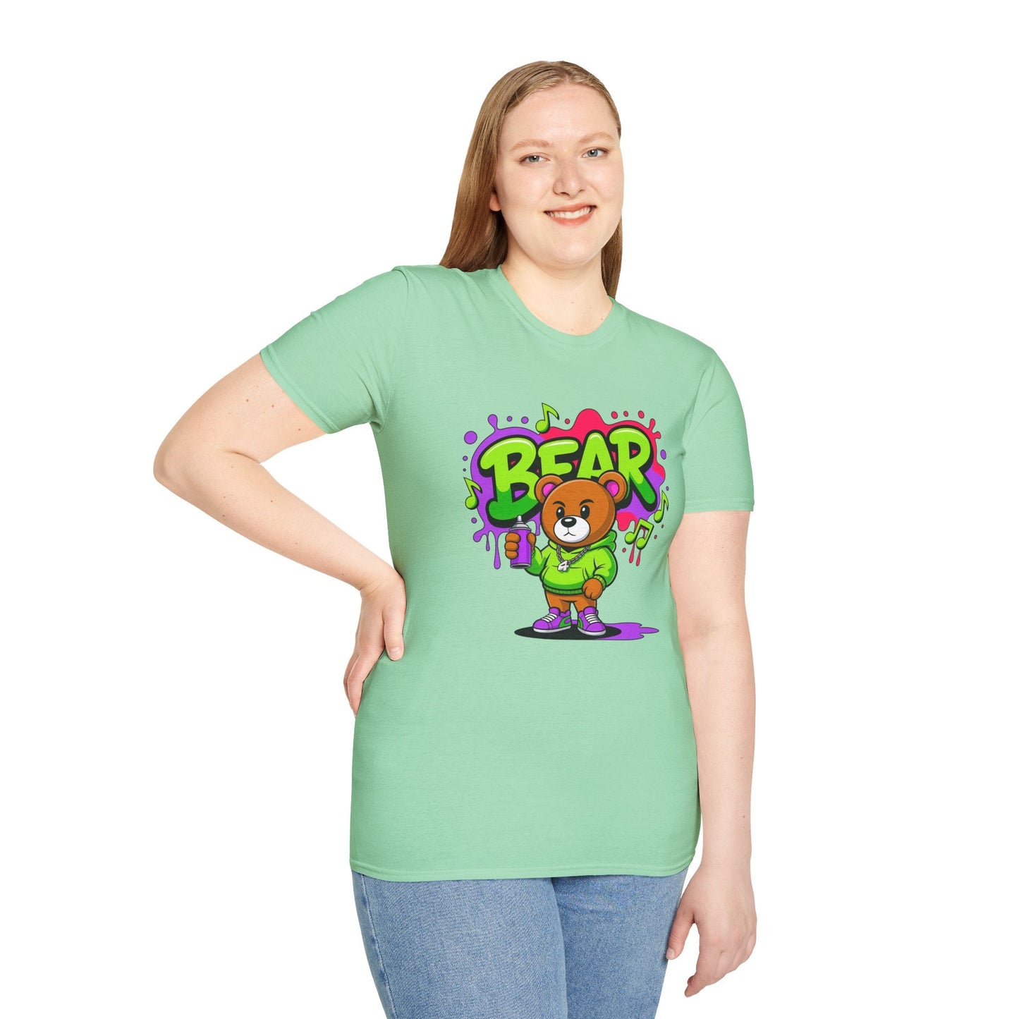 Cartoon T Shirt With Animation Funny Animals Tee Gildan Softstyle 64000 100 Percent Ring Spun Cotton