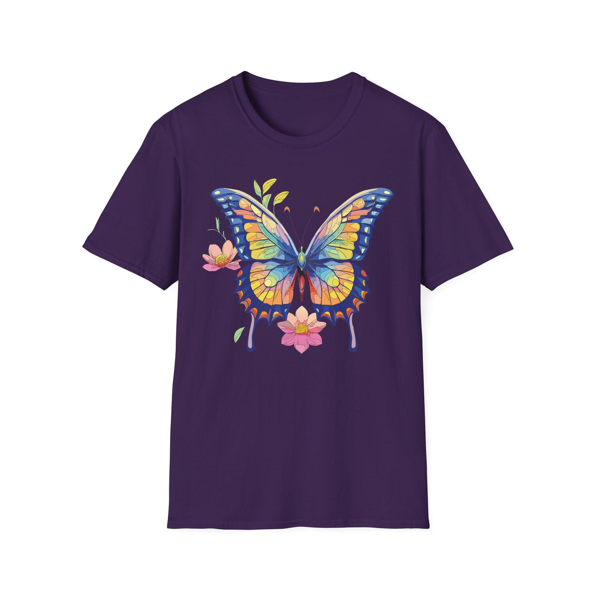 Butterfly Watercolor T-Shirt — Colorful Floral Monarch Graphic Tee Unisex 100 Cotton Gildan T-Shirt