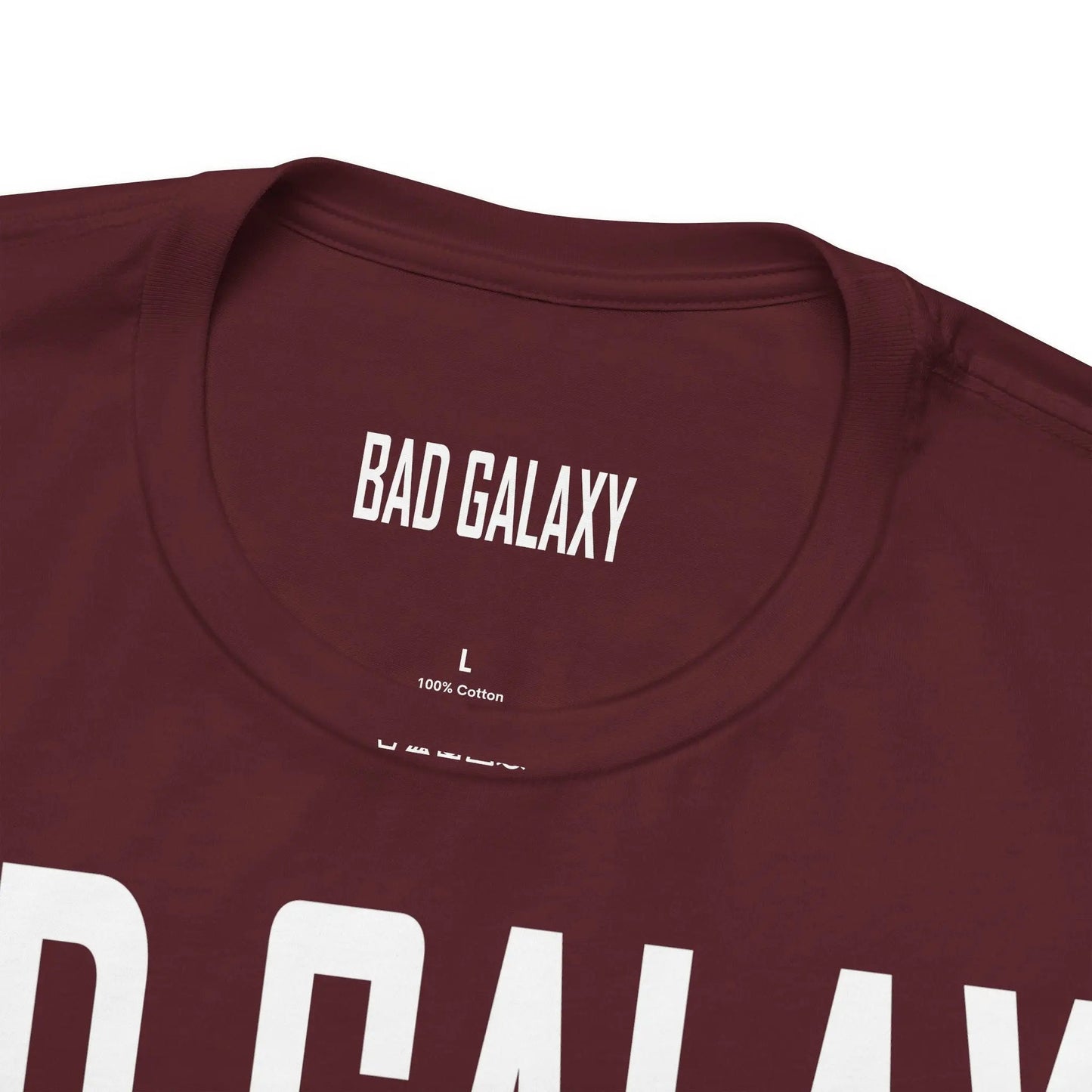 Tee Shirt With Red Stamp From Bad Galaxy Made To Order 100 Percent Cotton USA Printed With Eco Inks