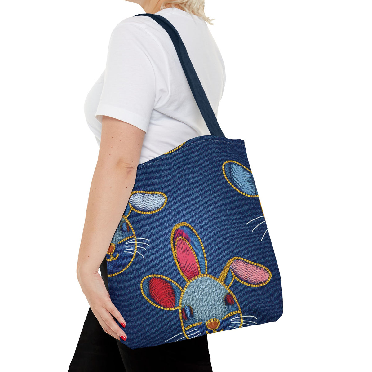 Denim Fabric Imitation Print Unisex Canvas Bag Poly Spun 3 Sizes Tote Bag 192