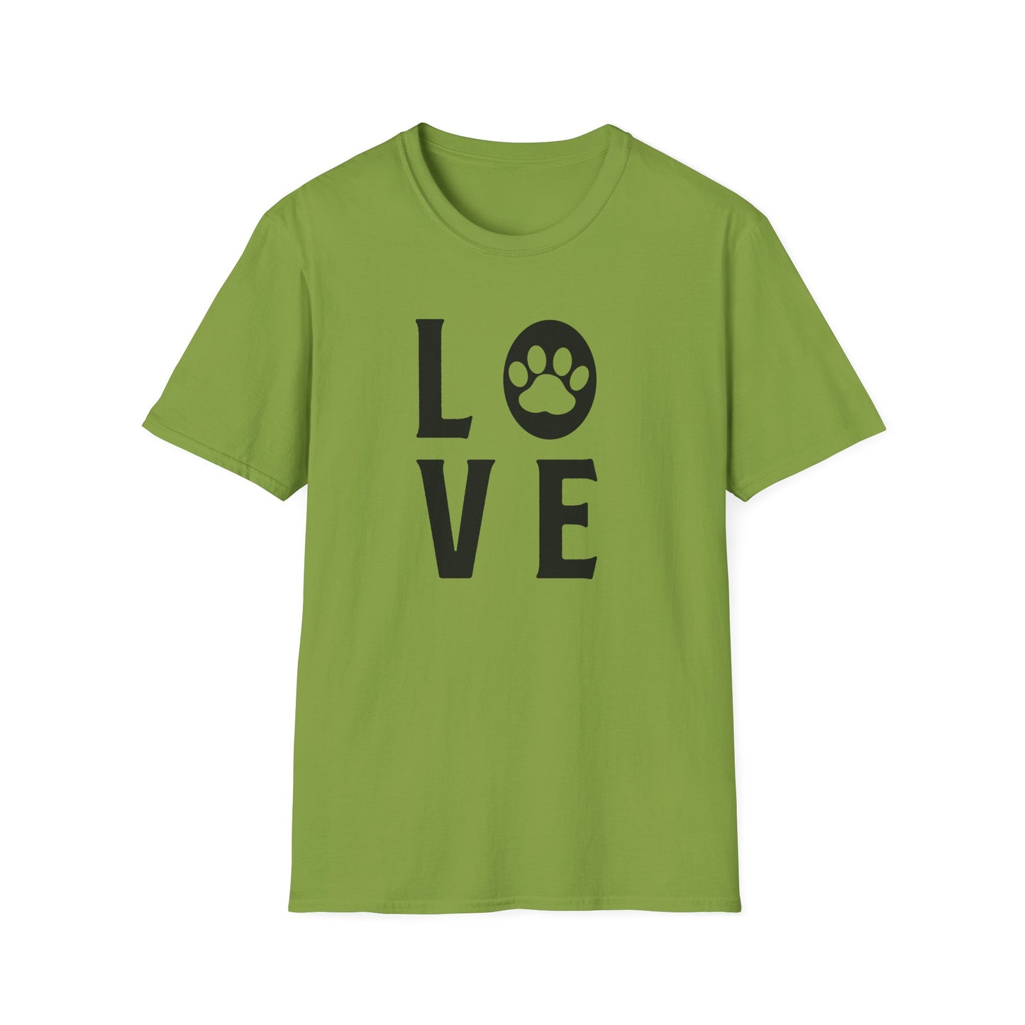 Love Paw T-Shirt Unisex Cotton Short Sleeves Pet Lover Tee with Paw Print