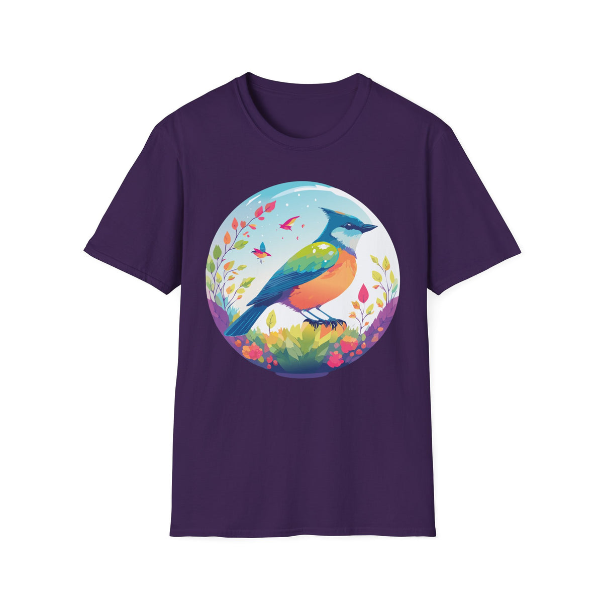 Colorful Songbird Illustration T-Shirt | Vibrant Bird Art Tee