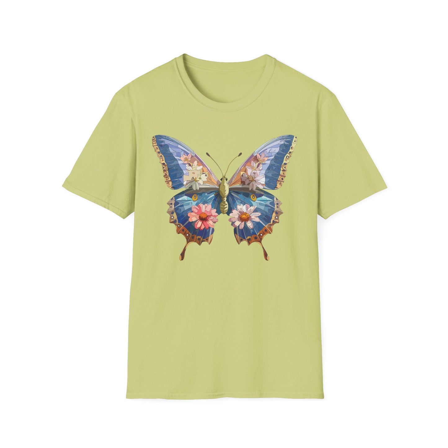Butterfly T Shirt Unisex Softstyle 64000 Gildan Monarch Design 100 Percent Ring Spun Cotton Tee