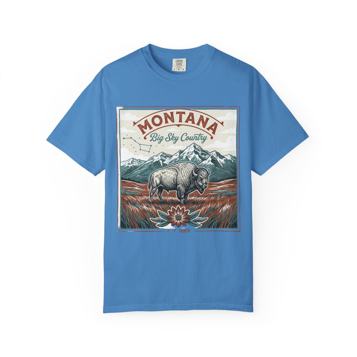 Montana Graphic Unisex Heavyweight Garment-Dyed Travel Tourist Graphic Gift Tee 100 Cotton Comfort Colors T-Shirt