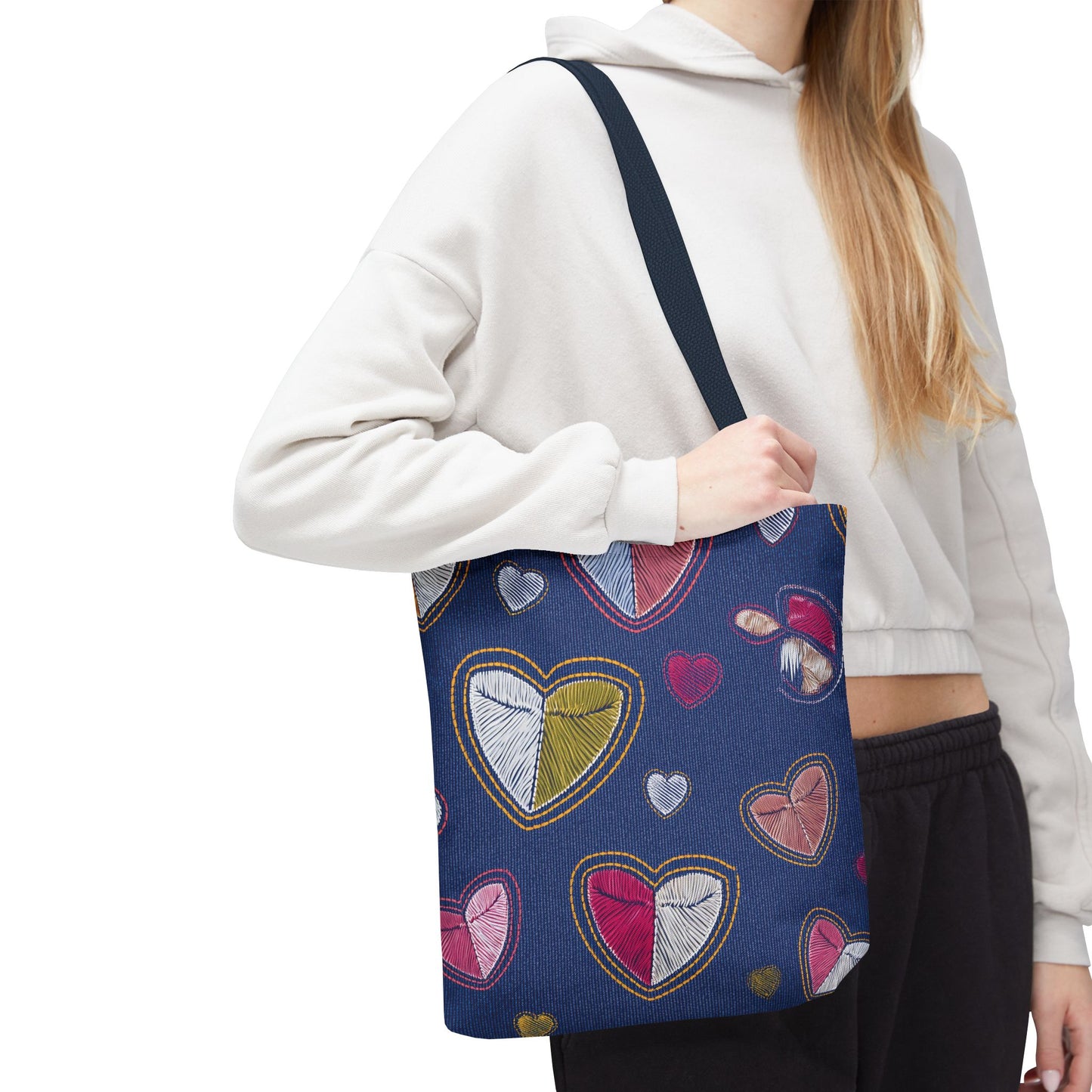 Love Day Graphic Design Denim Fabric Imitation Print Unisex Canvas Bag POLY 3 Sizes Tote Bag 201-7