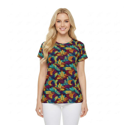 Women Poly Span T-Shirt with Floral Print