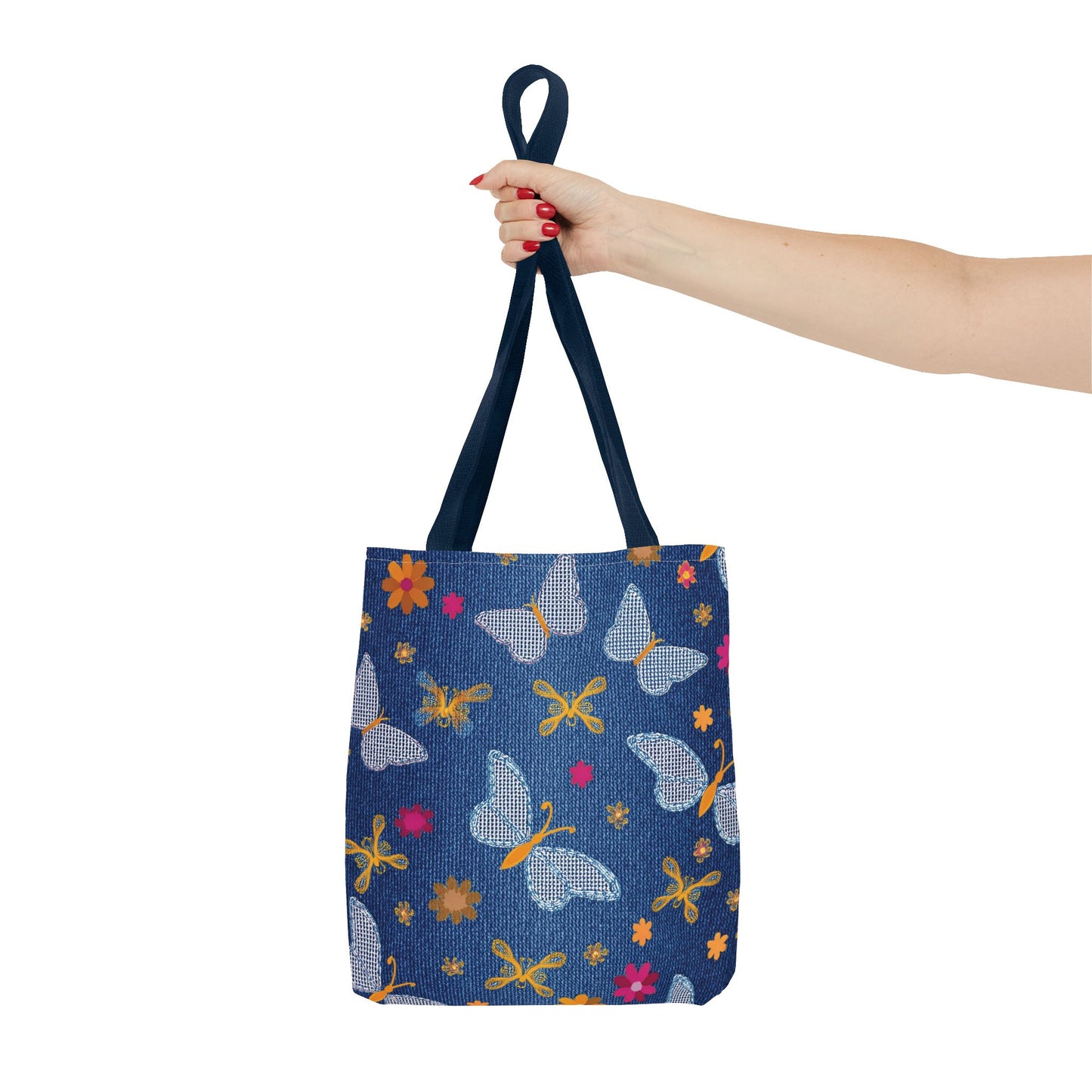 Denim Fabric Imitation Print Unisex Canvas Bag Poly Spun 3 Sizes Tote Bag 170