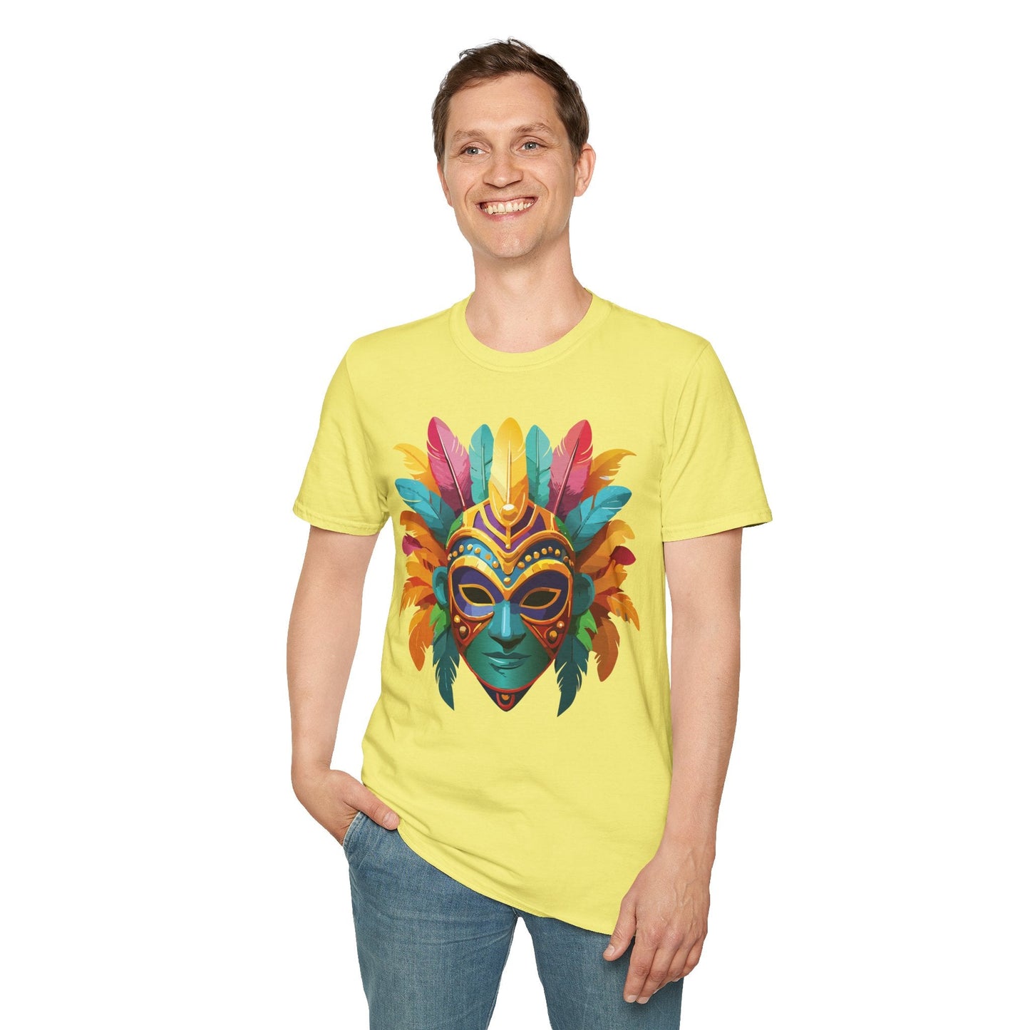 Mask Tee Shirt Unisex Masquerade Design Gildan Softstyle 64000 100 Percent Ring Spun Cotton Tee