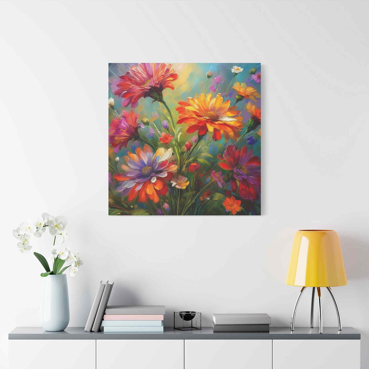 Flowers Print Canvas, Floral Oil Paint Print 20x20, 24x24, 30x30, 32x32, 36x36, Floral Art Design Print Non-Frame MC-13