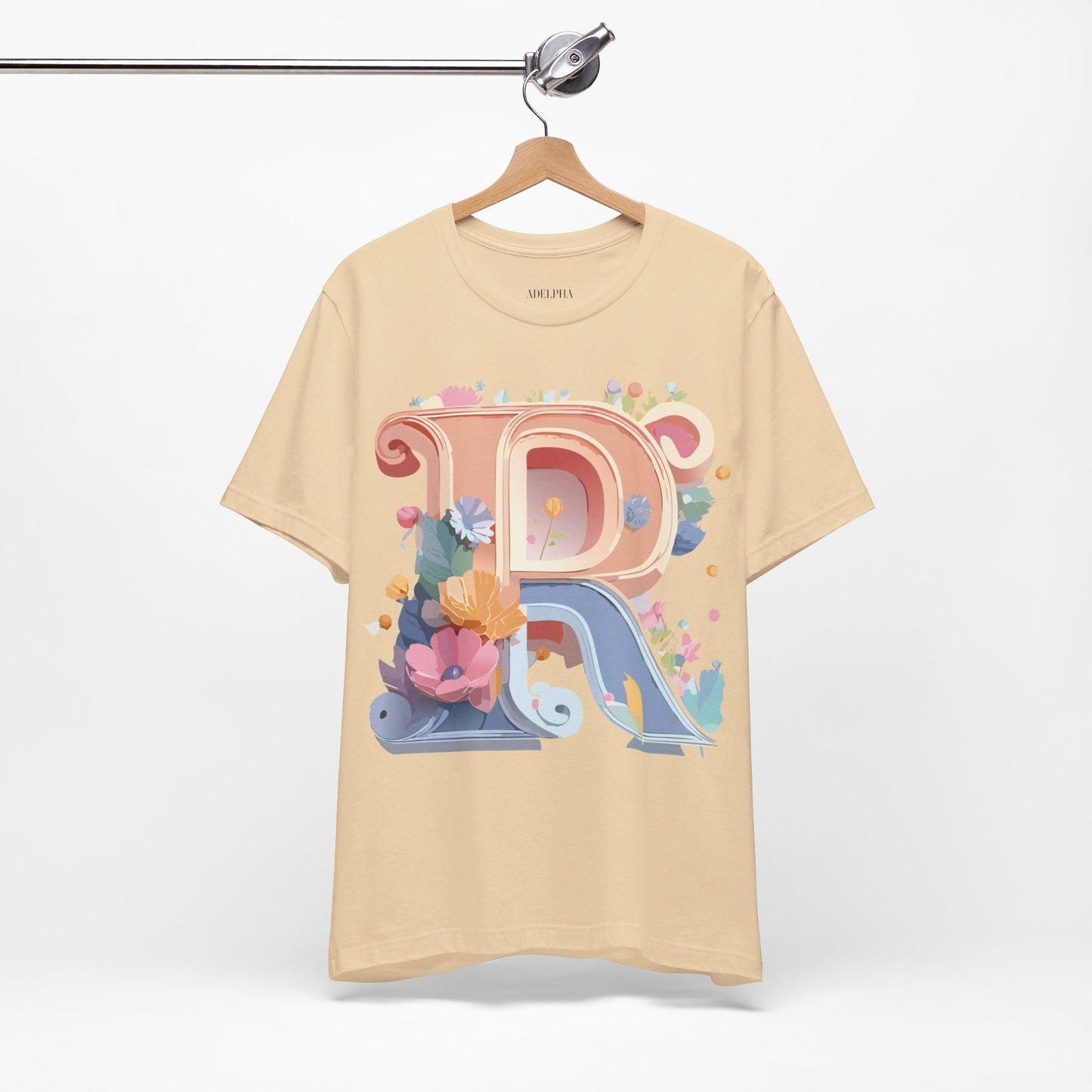 Letter R Shirt Graphic Tee Unisex Short Sleeve By Adelpha Vintage Art Design Tee