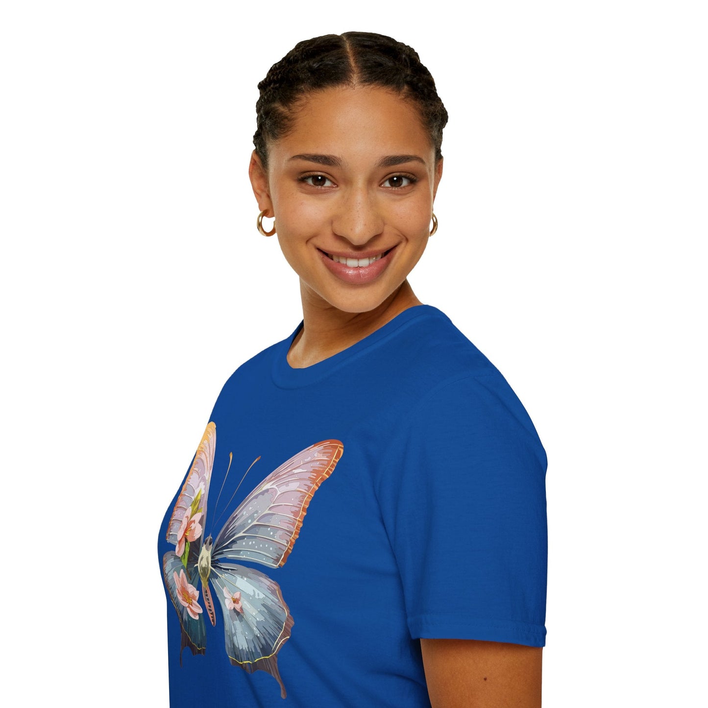 Butterfly Print T Shirt For Men Women Unisex Monarch Design Softstyle Cotton Tee