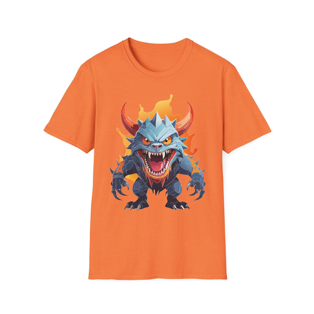 Monster Dragon T-Shirt — Fierce Fire-Breathing Creature Cartoon Graphic Tee Unisex 100 Cotton Gildan T-Shirt