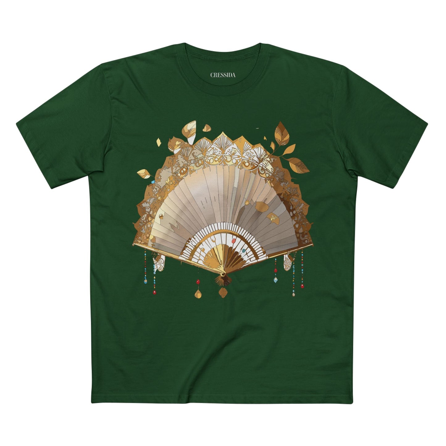 Antique Fan Graphic Design T-Shirt Unisex 100 Cotton Floral Carnival Artwork Tee 12
