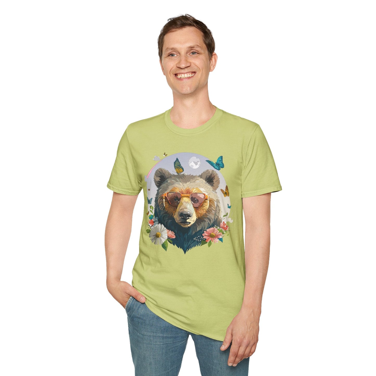 Bear T Shirt Unisex Softstyle Tee 100 Percent Ring Spun Cotton Gildan 64000 Comfortable Wear