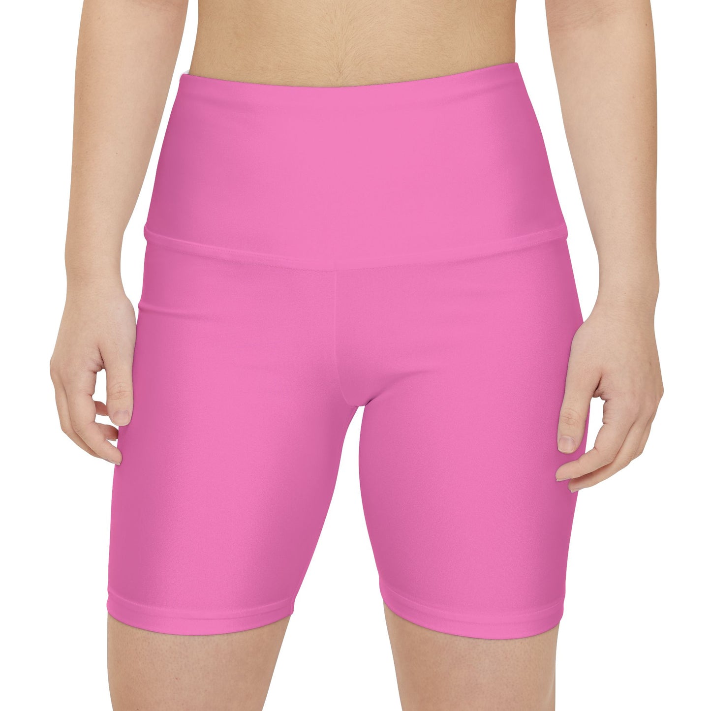 Pink Carnation Women's Workout Shorts — Solid High-Waist Biker Shorts for Exercise & Everyday Wear