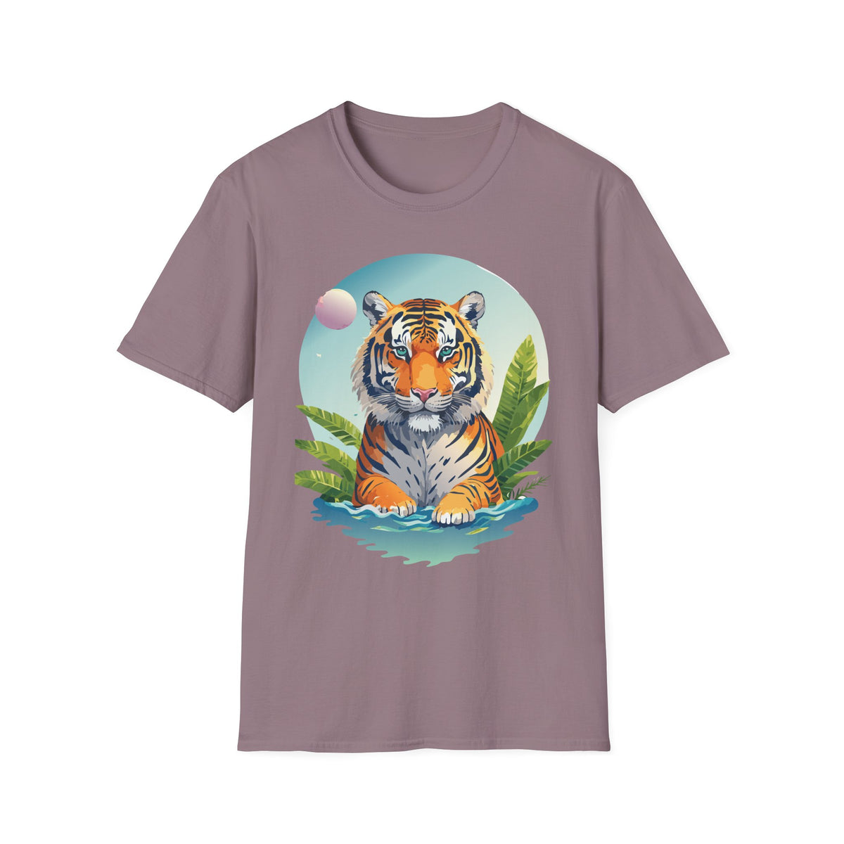 Retro Tiger Illustration T-Shirt | Vintage Sunset Jungle Art