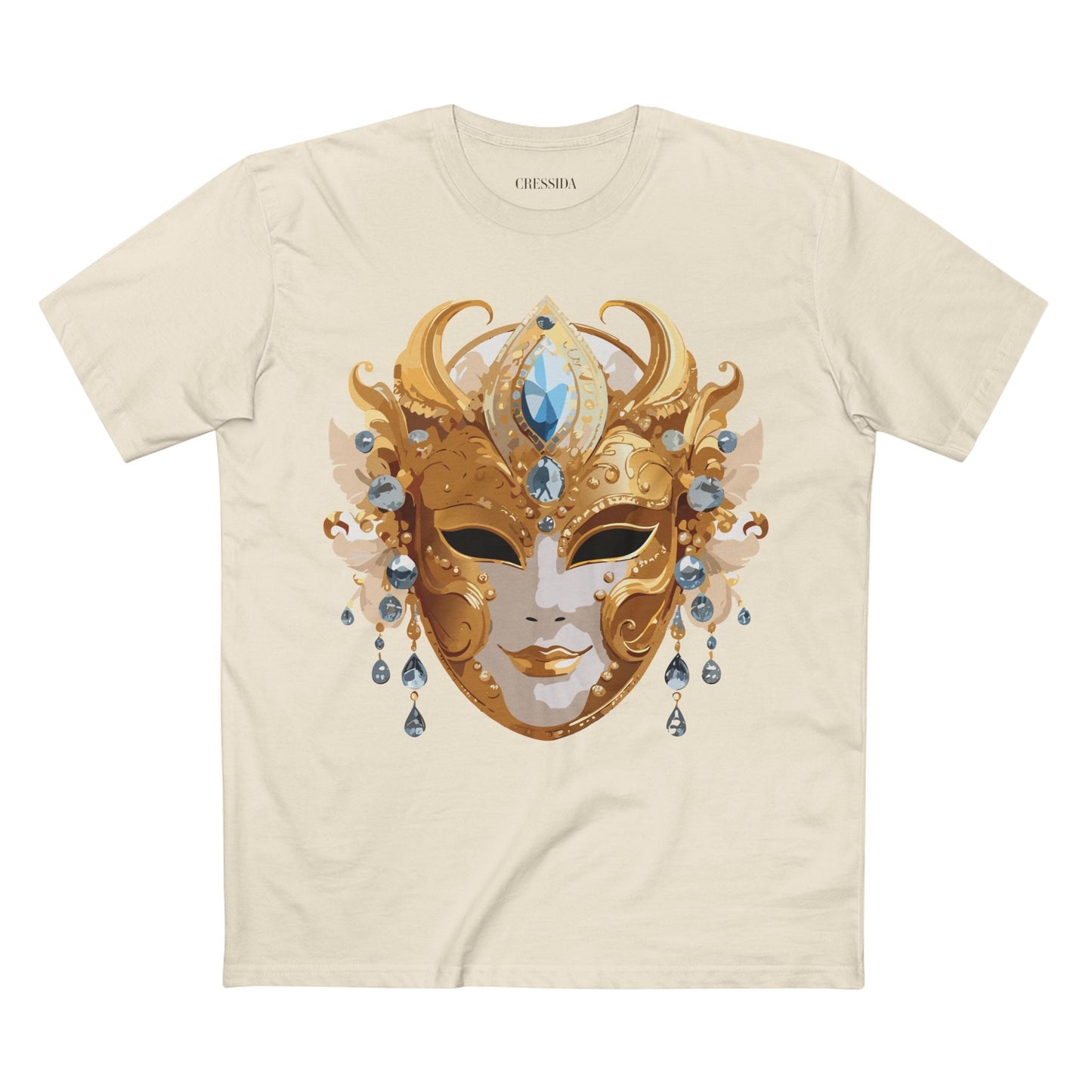 Carnival Mask Graphic T-Shirt Unisex 100 Cotton With Antique Gold Art Design Tee 22