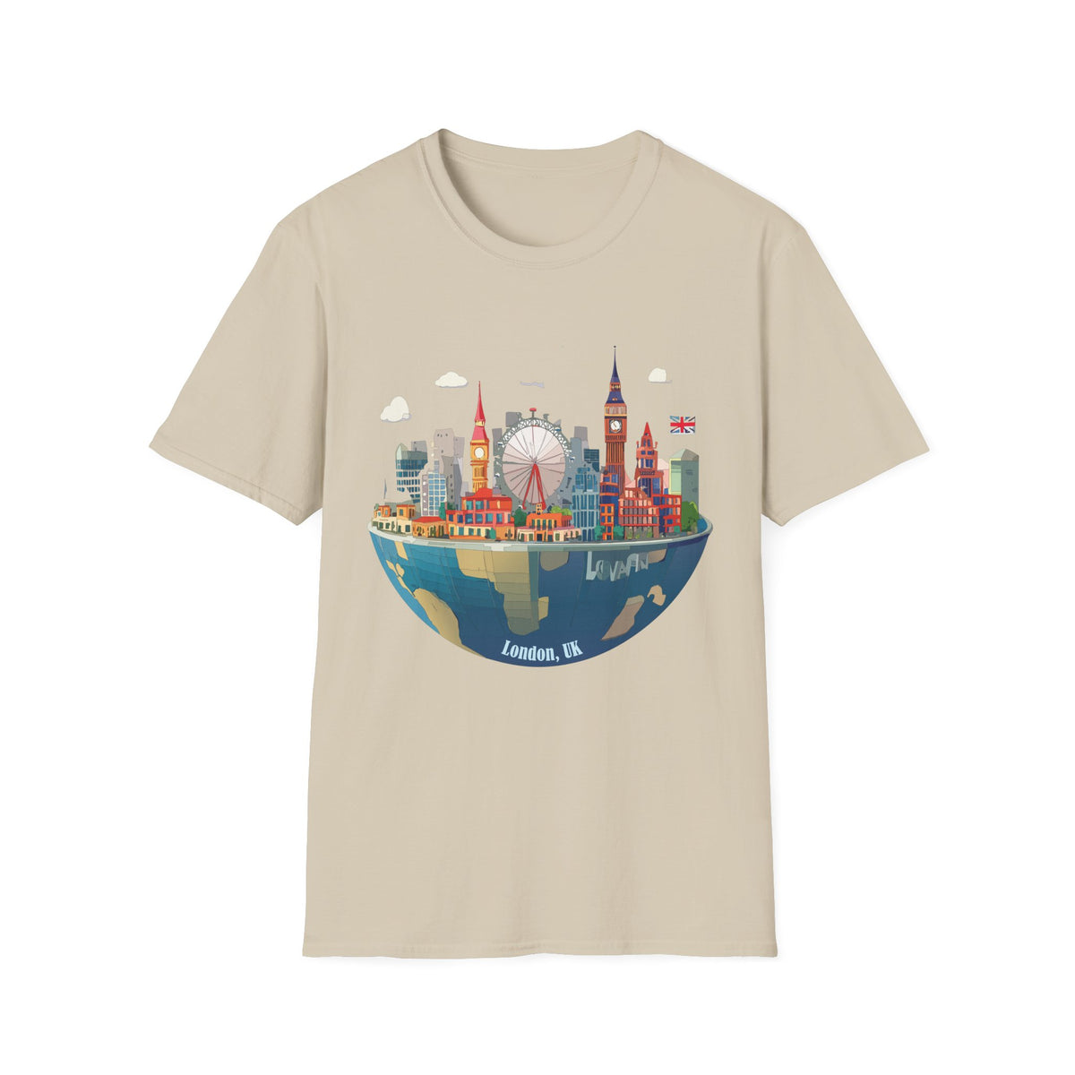 London Skyline Illustration T-Shirt | Big Ben, London Eye, Union Jack