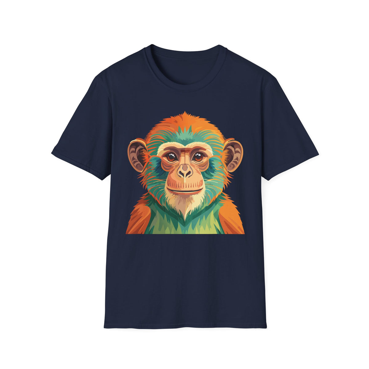 Colorful Monkey Face T-Shirt | Vibrant Primate Illustration Tee