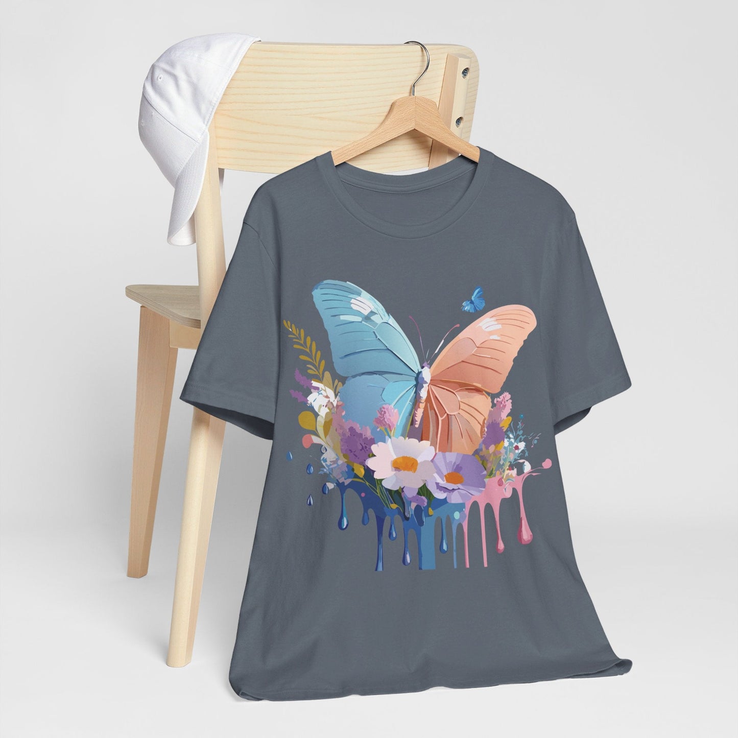 Butterfly Graphic Unisex 100 Cotton Lightweight Vintage Floral Design Jersey Tee 3