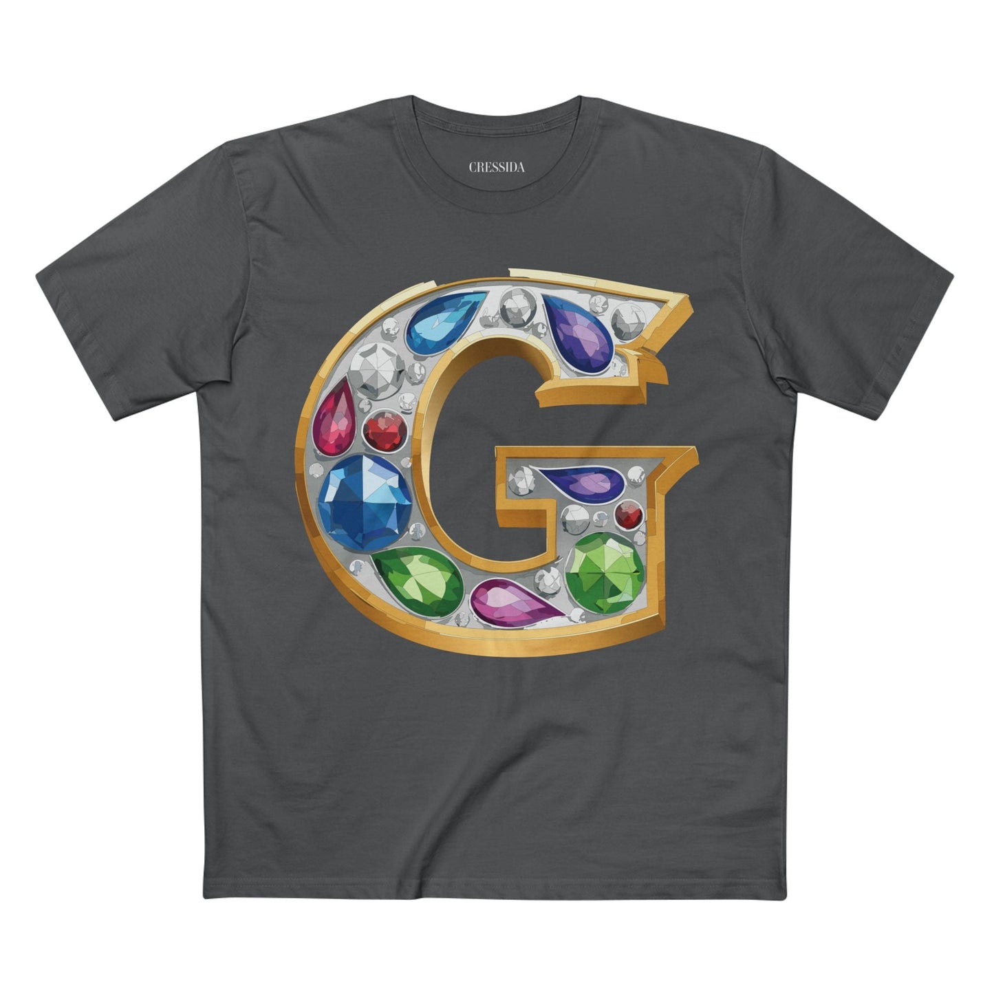 Letter G Graphic Design Tee Unisex 100 Cotton With Antique Gold Letters Artwork T-Shirt