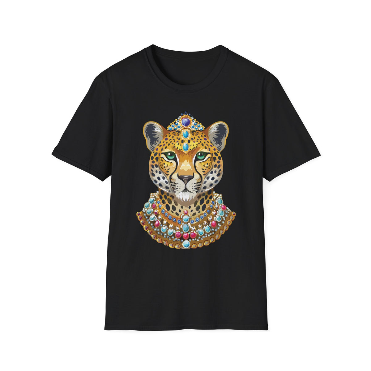 Jeweled Leopard Face T-Shirt | Regal Animal Portrait Tee