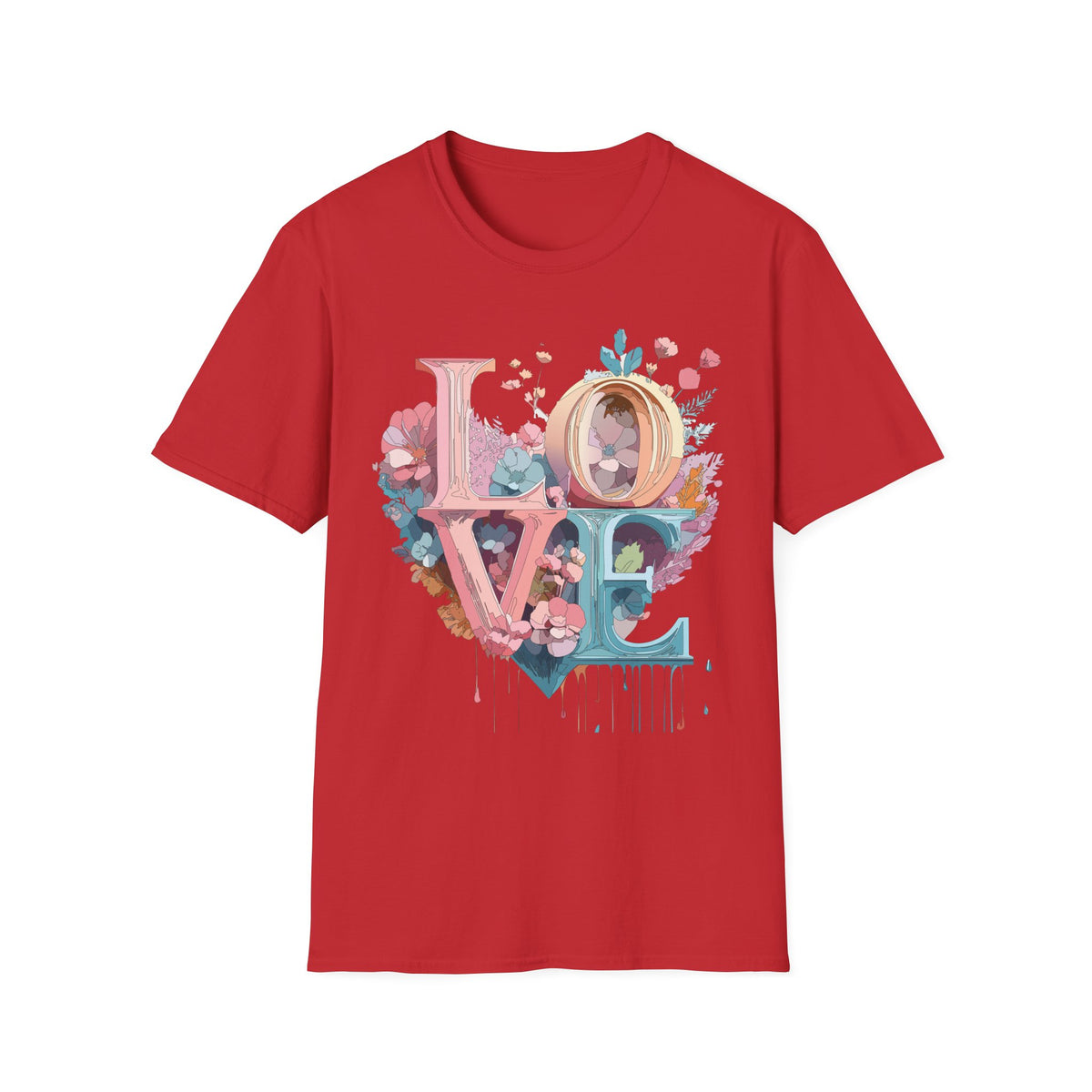 Floral LOVE typography T-Shirt | Pastel botanical letters tee