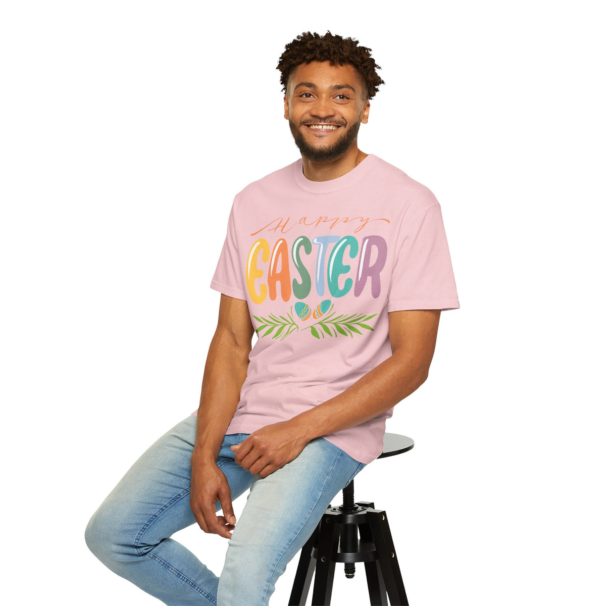Happy Easter T-Shirt, Tee Shirt with Easter Signature, T Shirt with Easter Prints, Tee Shirt with Easter Design