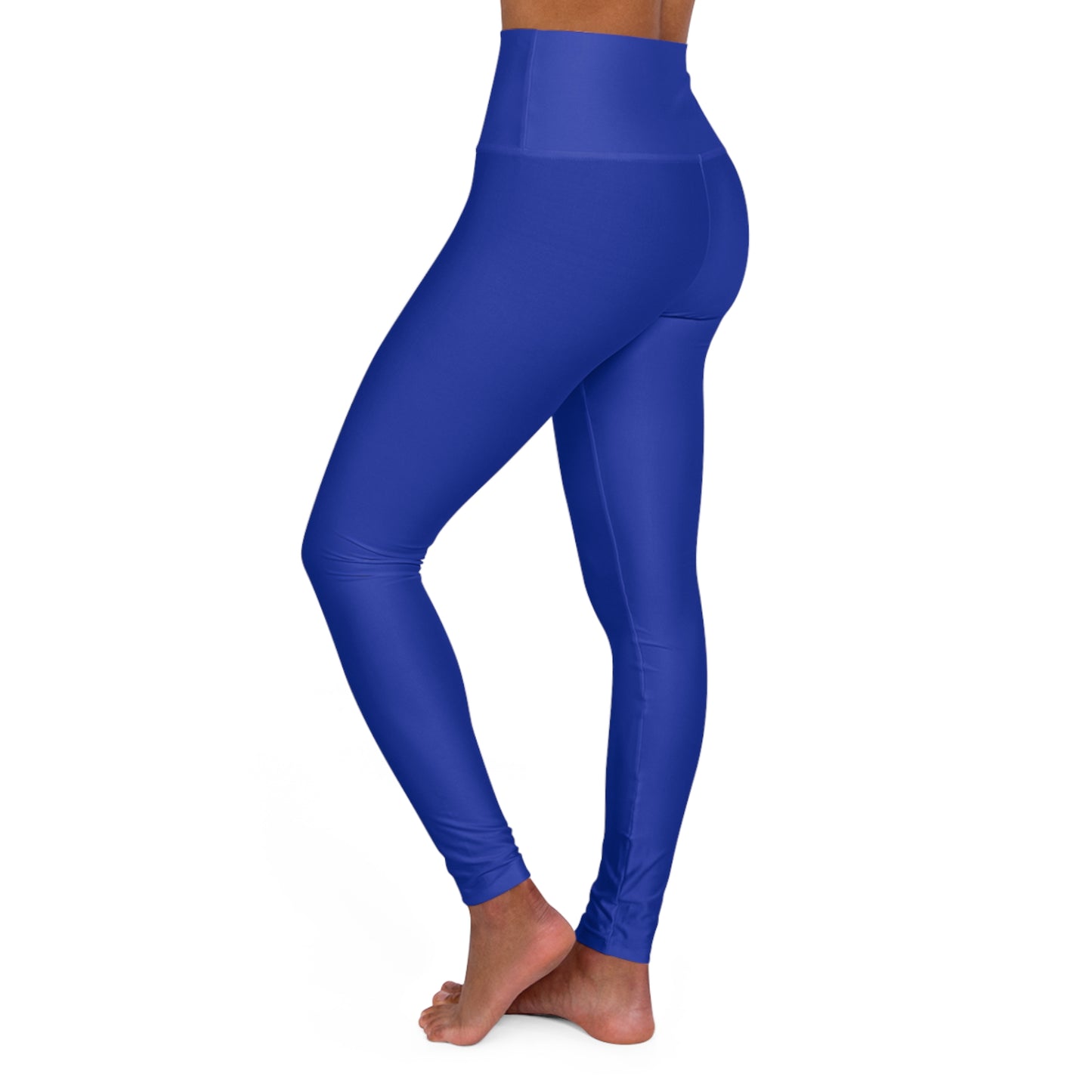 High-Waist Egyptian Blue Yoga Leggings Women's Seamless Poly-Span Solid Royal Blue Athletic Leggings