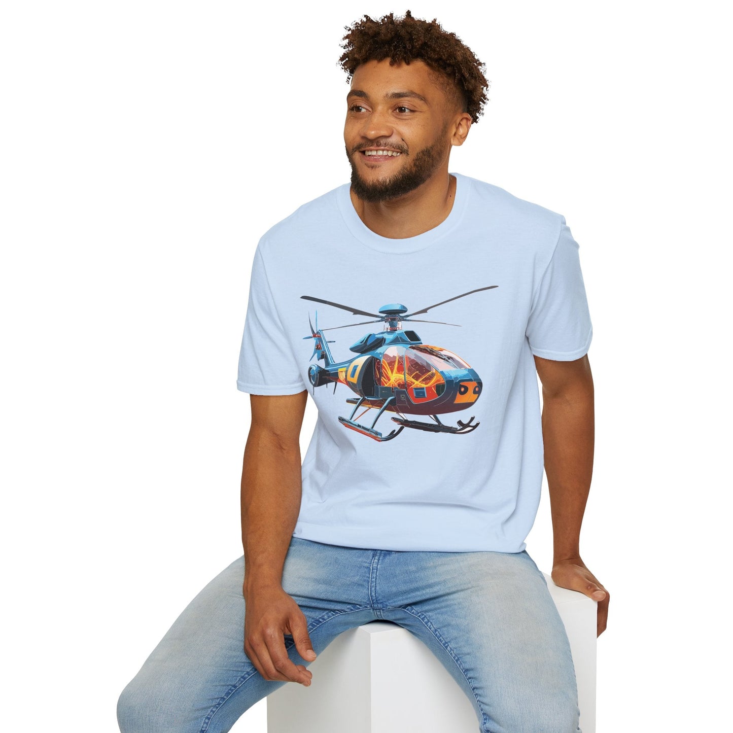 Helicopter Chopper Shirt Unisex Gildan Softstyle 64000 Short Sleeve Tee For Everyday Wear