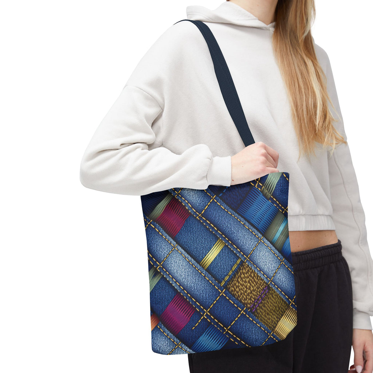 Denim Fabric Imitation Print Unisex Canvas Bag Poly Spun 3 Sizes Tote Bag 148