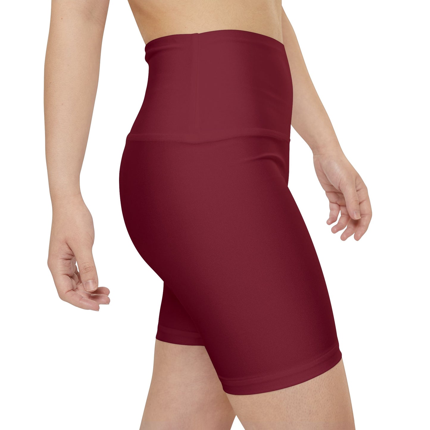Burgundy Women's Workout Shorts — Burgundy High-Waist Bike Shorts for Exercise & Activewear