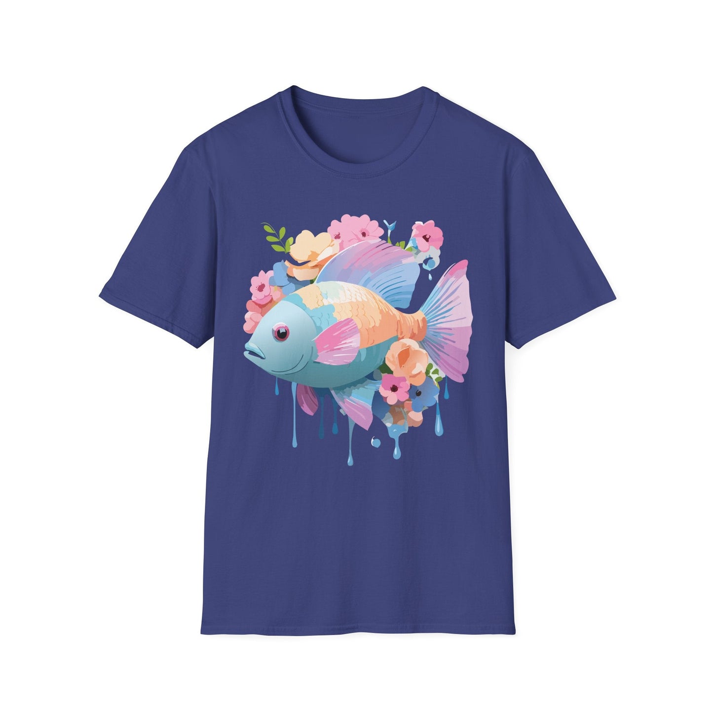 Fish Art Design Graphic Tee Unisex Short Sleeve T Shirt With Fish Artwork Premium Cotton