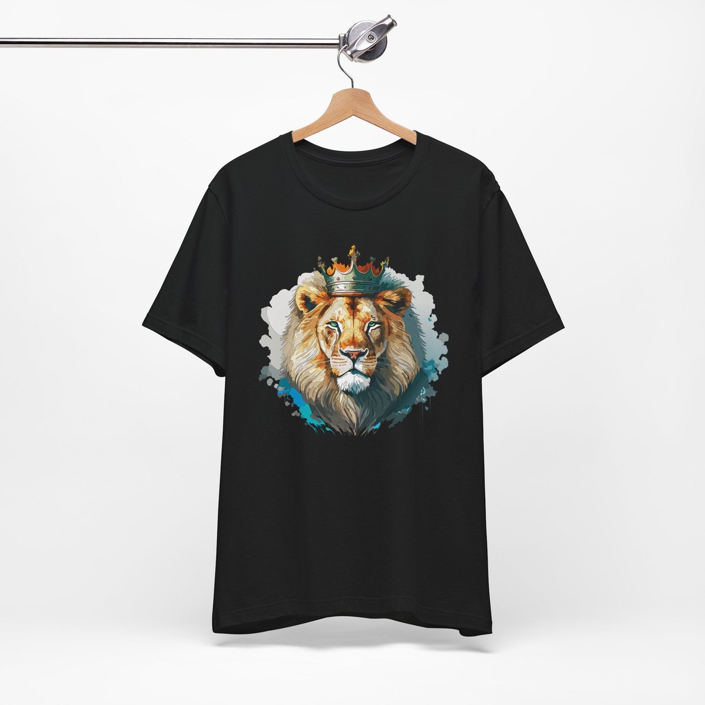 Lion with Crown Tee Unisex Cotton Watercolor King Lion Graphic T-Shirt 2