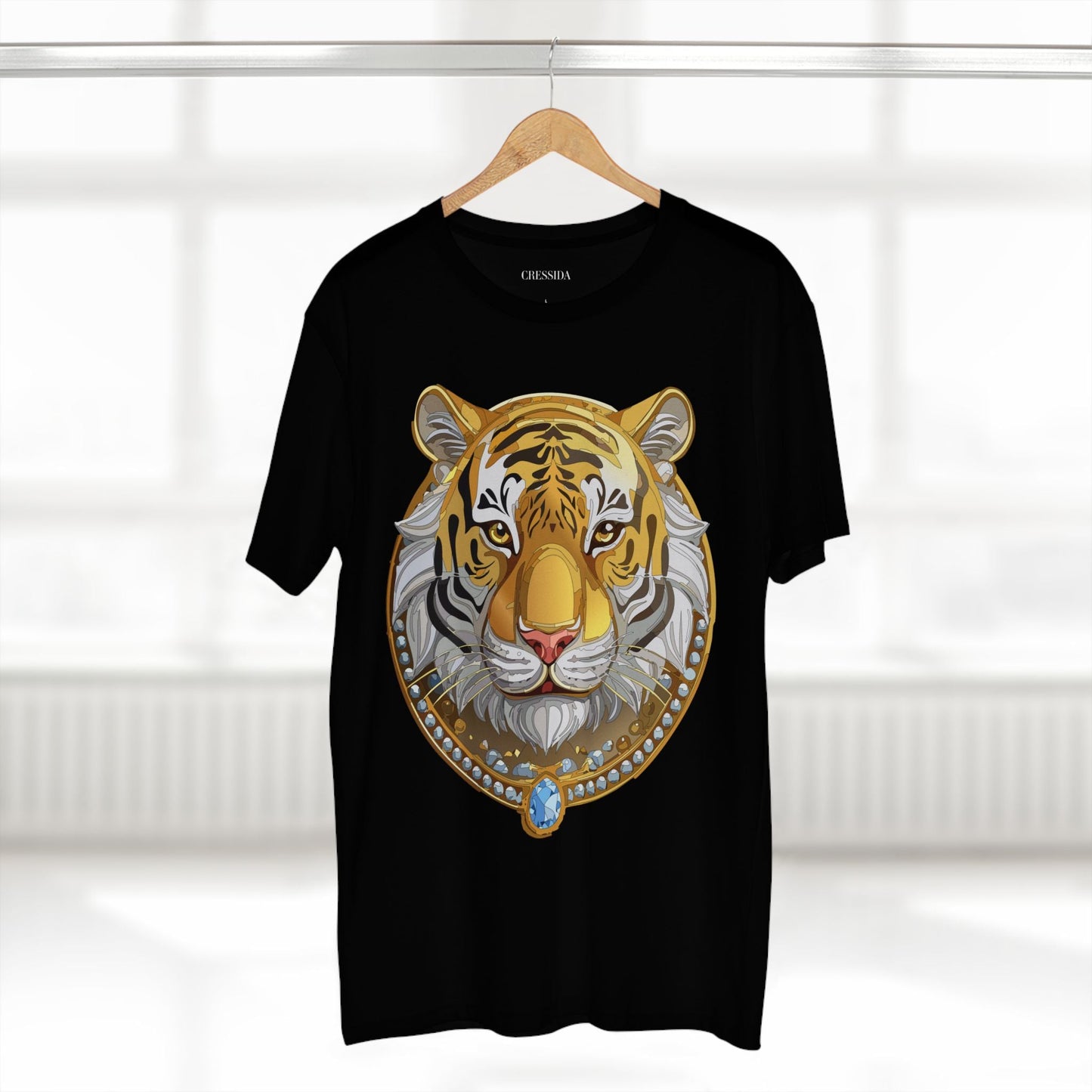 Tiger Graphic Unisex 100 Cotton Tee With Unique Animal Golden Medallion Art Design 4