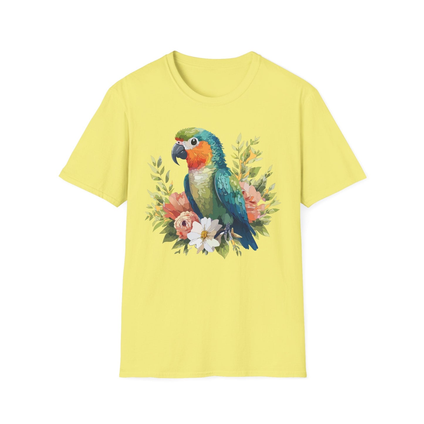 Floral Bird T Shirt Unisex Softstyle Gildan 64000 Cotton Tee for Everyday Comfort