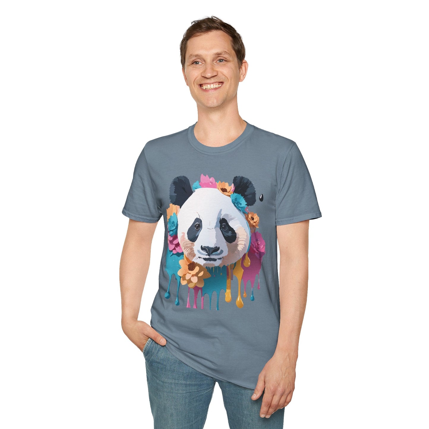 Unisex Panda Shirt Softstyle Cotton Tee For Everyday Wear With Cute Animal Print